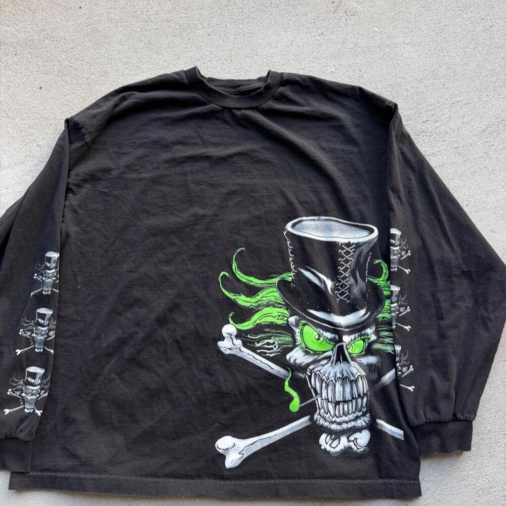 Y2k biker long sleeve shirt stupid fast racing XXL